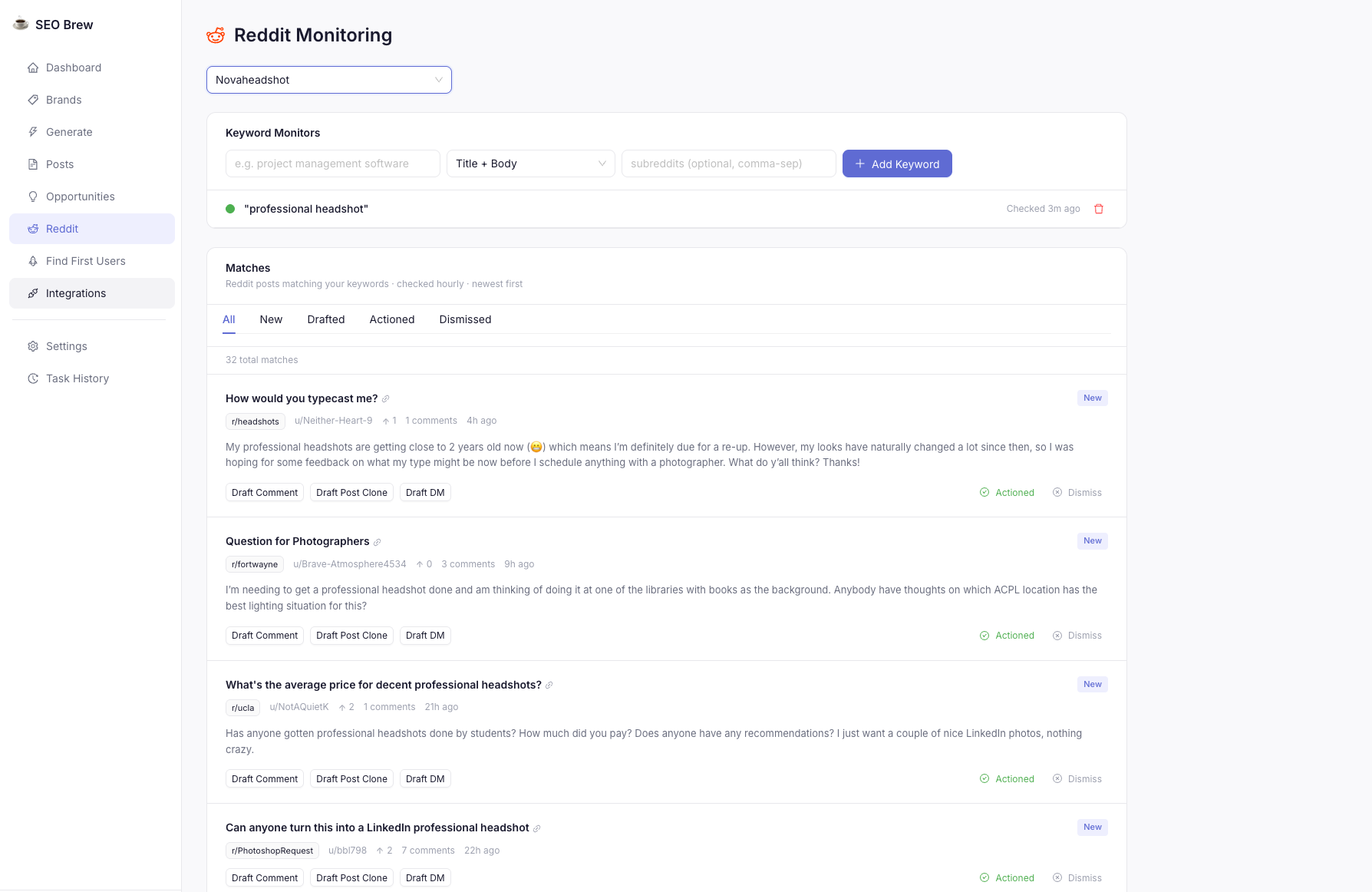 SEO Brew Reddit Monitoring